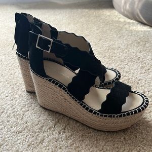 Marc Fisher Black Suede & Tan Wedges. Size 5.5 - BRAND NEW!! NEVER EVER WORN!!